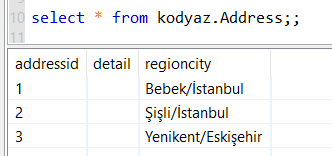 Data Virtuality database address table