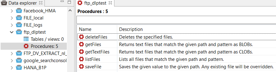 FTP data source Data Virtuality procedures