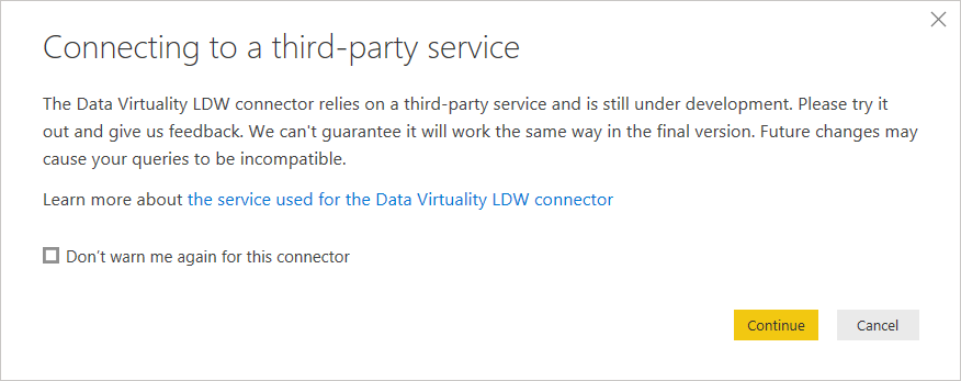 Power BI Data Virtuality LDW connector