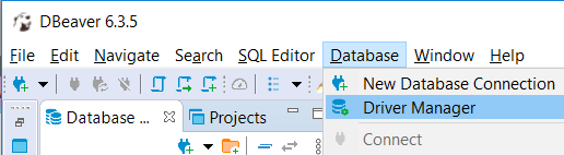 DBeaver Driver Manager application