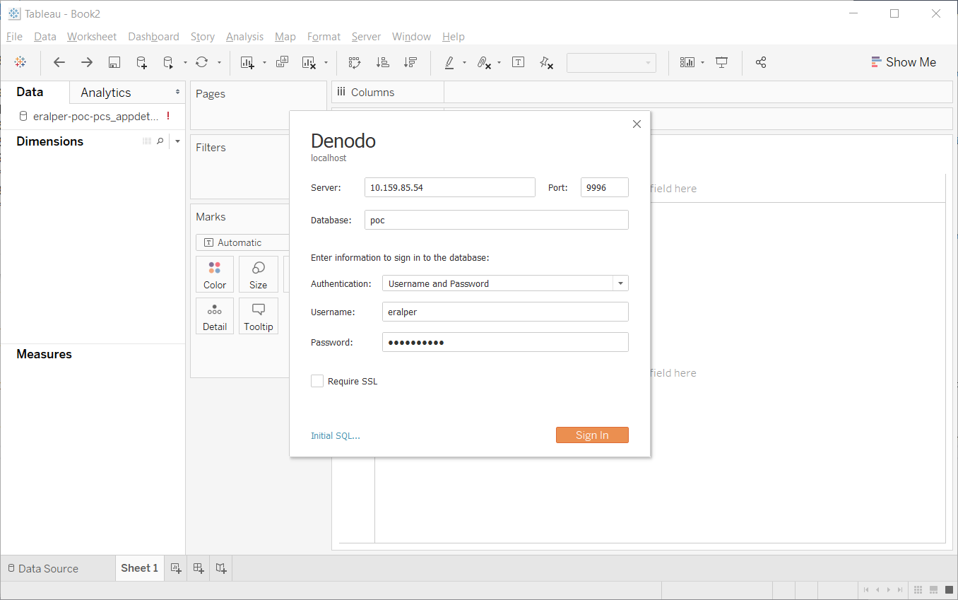 Connect Tableau Desktop to Denodo Data Catalog View