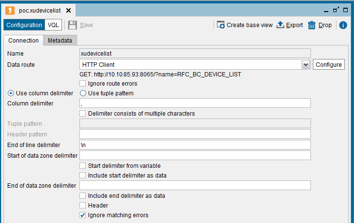 Denodo data virtualization platform with Theobald data source