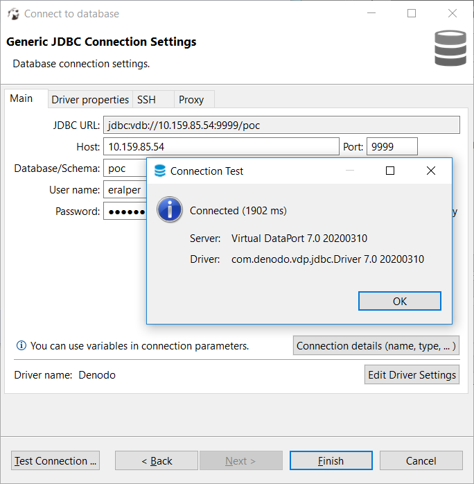 JDBC connection from DBeaver to Denodo database