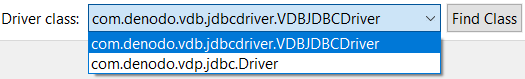 class name for Denodo JDBC database driver