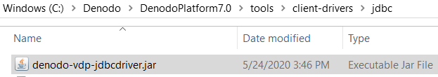 Denodo JDBC driver jar file path in Denodo Platform installation folder