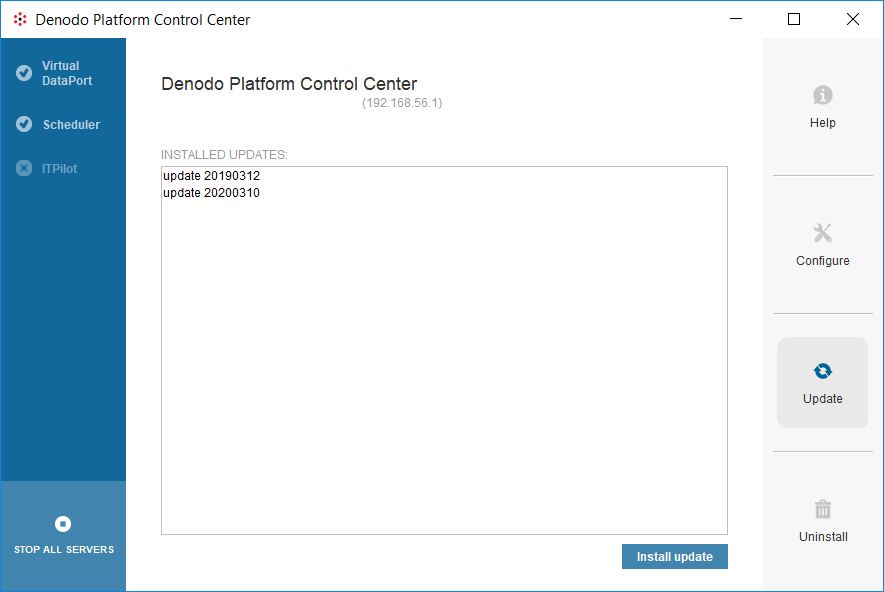 Denodo update completed using Command Prompt