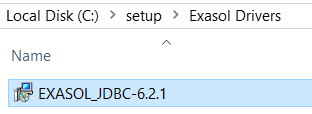 Exasol 6.2.1 JDBC Driver .msi setup file