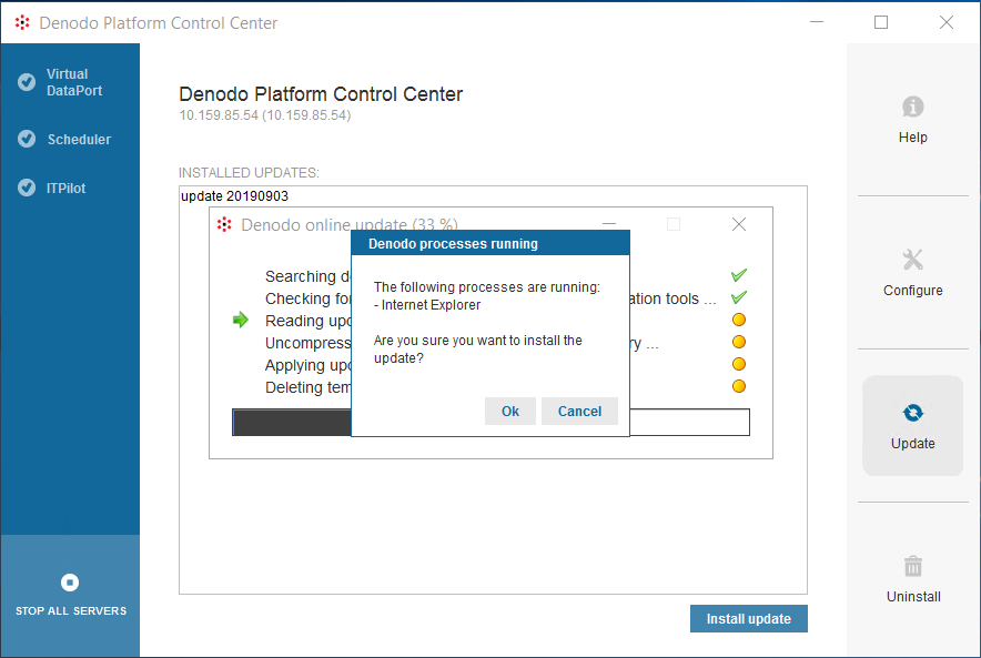 install update on Denodo Platform server