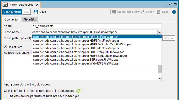 new data source creation on Denodo Platform to connect AWS S3