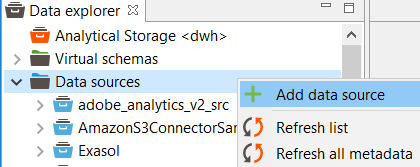 add new SAP data source to Data Virtuality