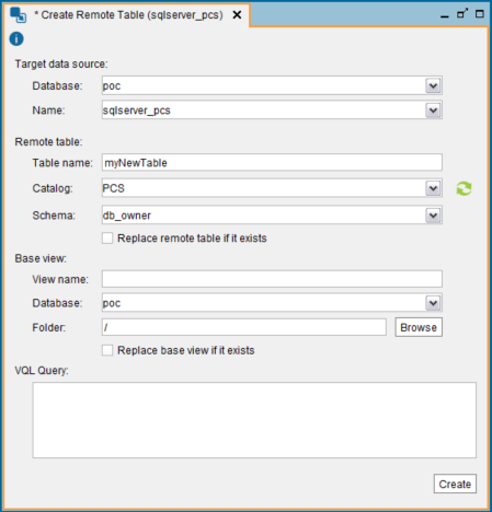 data source configuration on Denodo for remote table