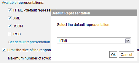 web service representations among JSON, XML, RSS and HTML