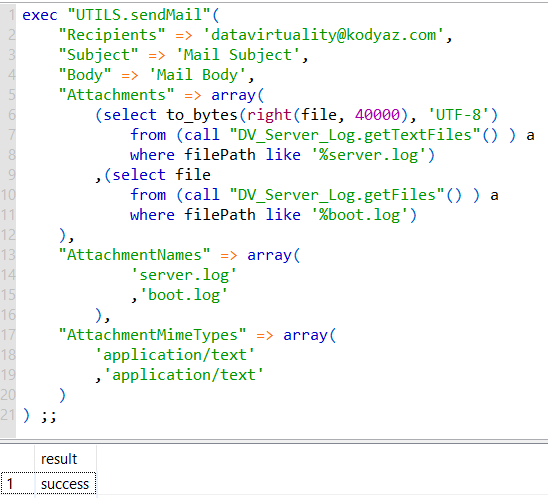 sample SQL code for Data Virtuality developer