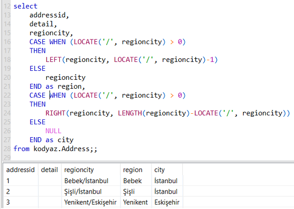 SQL string split on Data Virtuality