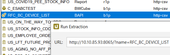 URL address of Theobald XU extraction http-csv endpoint