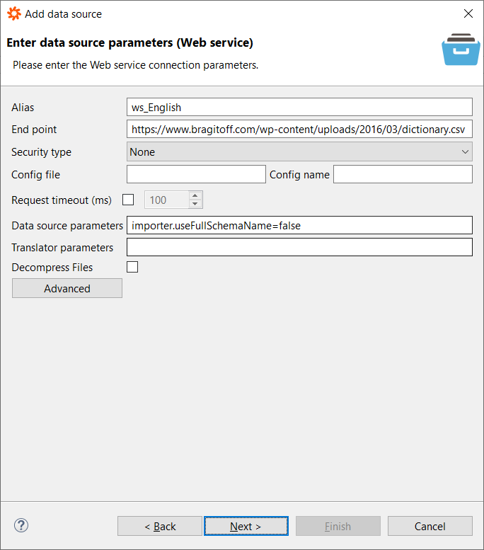 Data Virtuality web service data source