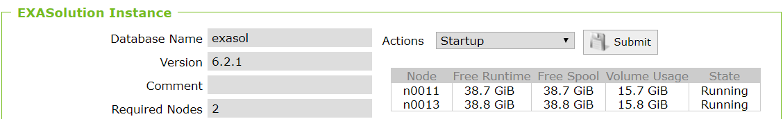 Exasol Analytic Database data nodes