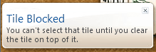 Windows 7 Mahjong Titans game tile blocked warning messages
