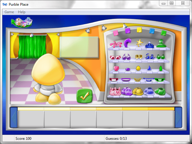 Windows 7 games Purble Place Purble Shop advanced level