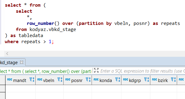 check for duplicate rows using SQL Row_Number function