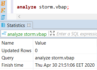 Greenplum database analyze table command