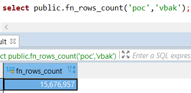 SQL function on Greenplum database returning row count