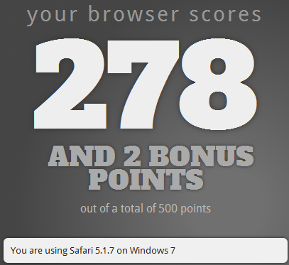 Safari HTML5 browser test score