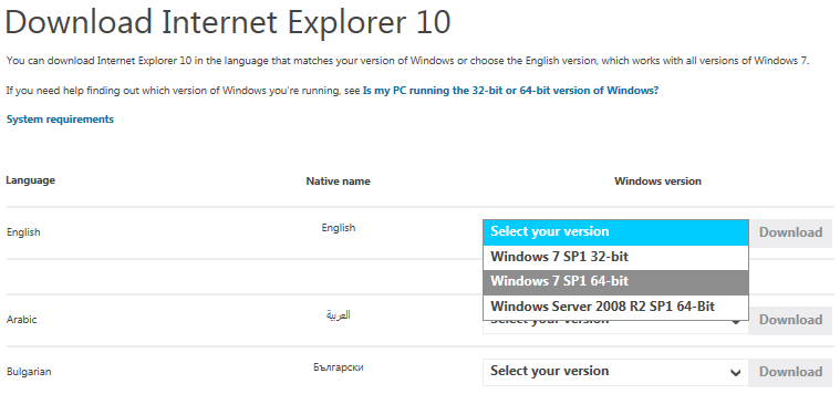 download internet explorer 10 32 bit