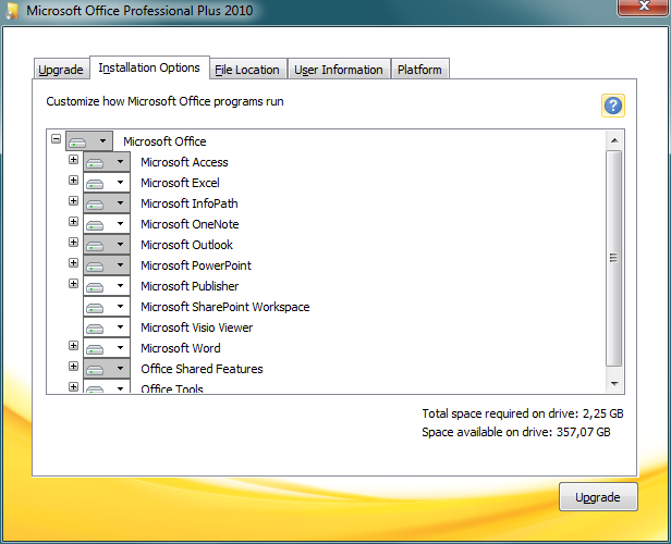 Customize Microsoft Office 2010 Installation Options