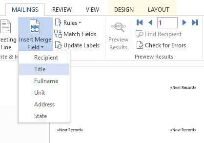 choose Excel column data to display on label to print