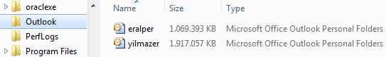 Office Outlook files before compact tool is used