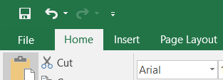 Excel Home tab on ribbon menu