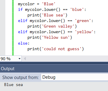 Python code using IF ELIF ELSE instead of CASE or switch