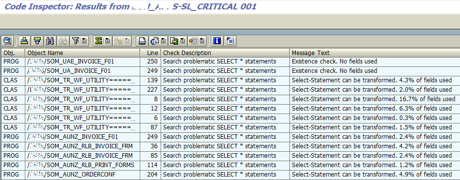 ABAP Code Inspector check for SAP Hana readiness