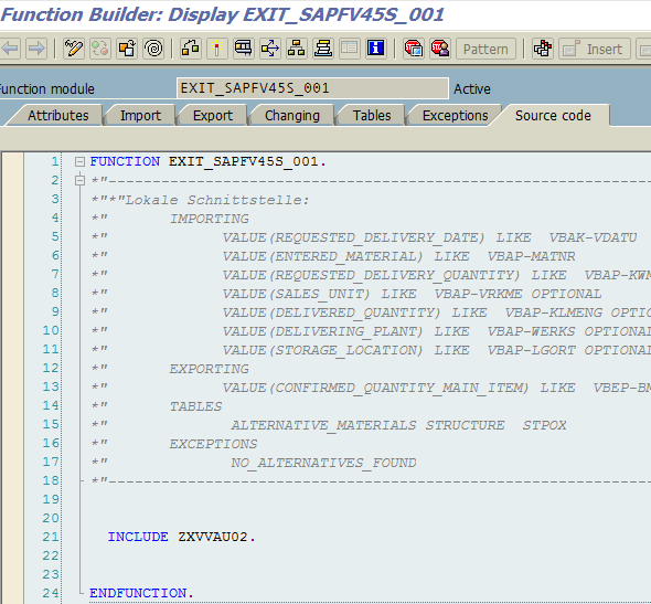 ABAP function module exit