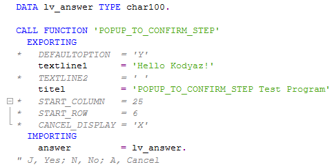 ABAP pop-up function module POPUP_TO_CONFIRM_STEP causing DYNPRO_SEND_IN_BACKGROUND error