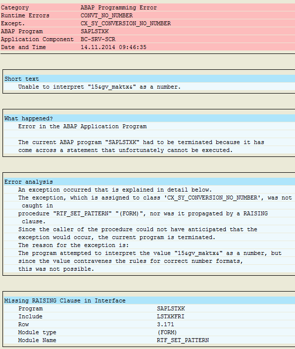 ABAP runtime eror CX_SY_CONVERSION_NO_NUMBER