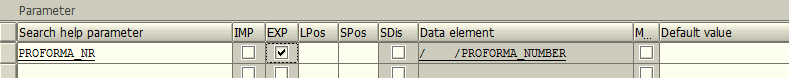 ABAP search help export parameter