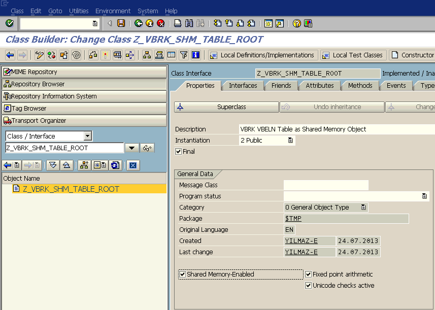 ABAP Class Builder screen for Shared-Memory object root class