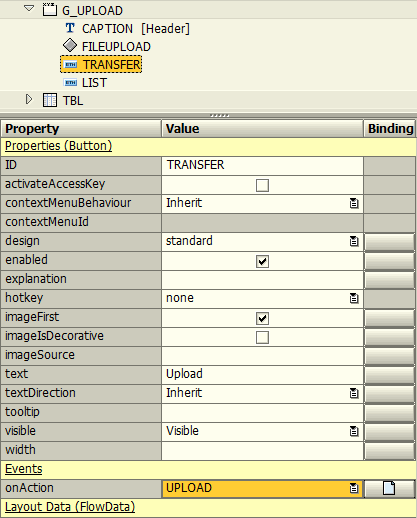 button to call upload action on web dynpro