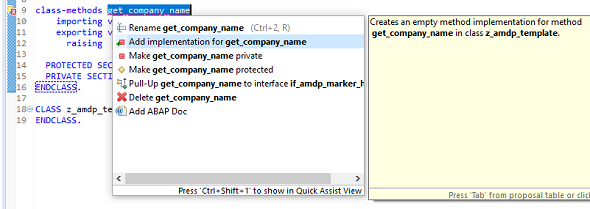 add method implementation for AMDP class method definition