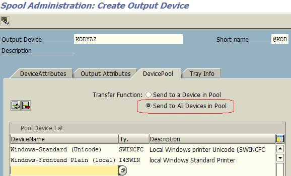 add multiple parallel printing devices to device pool using SAP SPAD