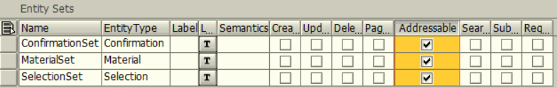 ABAP SEGW OData transaction Addressable Entity Sets