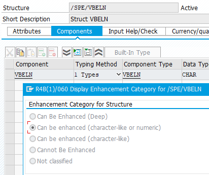 enhancement category for DDIC object