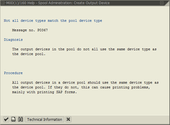 SPAD device pool device type do not match error message