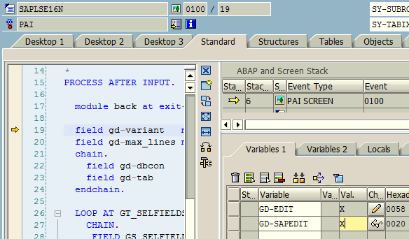 Edit and SAPEdit to modify ABAP table field values