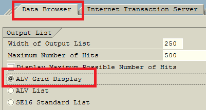 ABAP ALV Grid display mode in Data Browser settings