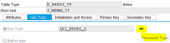 DDIC table type object with rows with structured row type