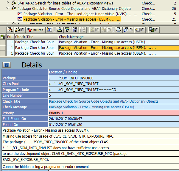 ABAP Test Toolkit ATC Package Violation errors