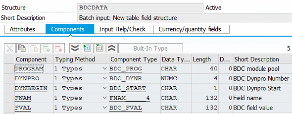 ABAP structure BDCDATA for batch input data